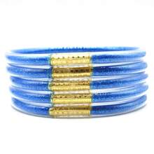 5Pcs/Set Shiny Buddhist Bracelet Color Stuffed Jelly Silicone Bangles - 5pcs 65mm - View 21