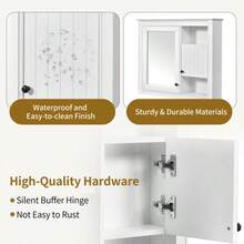 32'' Bathroom Wall Cabinet With Mirror, Wall Mounted Medicine Cabinet With 3 Shelves, Mirrored Door Over Toilet Storage Cabinet, White