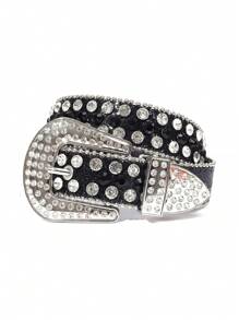 Children's Diamond Embellished Belt, Fashionable Streetwear Style, Rhinestone Decorated Belt For Boys And Girls - A - View 15