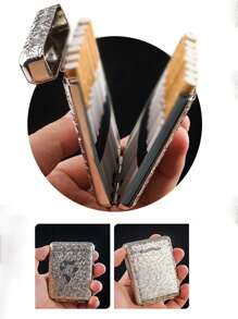 New 3-Slot Metal Cigarette Case Holder, 16-Capacity, Engraved Design, Crush Resistant, Inspired By