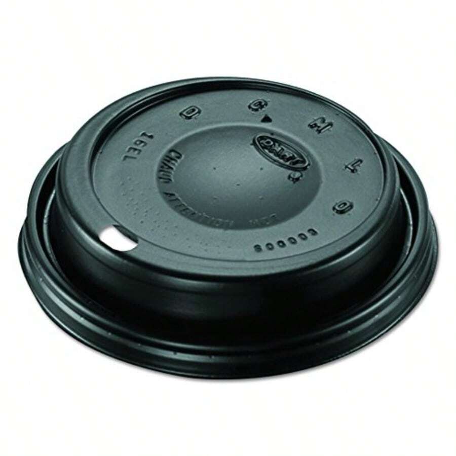 DART 16ELBLK Cappuccino Dome Sipper Lids Black Plastic Pack Of 100 Case Of 10 Packs - Black1 - View 1