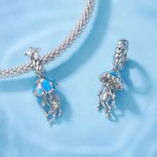 WOSTU 1 pièce Série Océan unicolore 925 Argent Sterling Tortue Poulpe Méduse Hippocampe Charm Convient Bracelet Original DIY Accessoires Bijoux Été