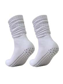 1 para damskich jednolitych kolorów uniwersalnych skarpet sportowych z silikonowym antypoślizgowym uchwytem, skarpetki do jogi, codzienne skarpetki rurki, na co dzień i do ćwiczeń