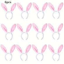 2pcs/4pcs/6pcs Soft Pink Plush Rabbit Ear Headband, Perfect For Women's Easter Celebrations And Themed Events, - Multicolor - View 8