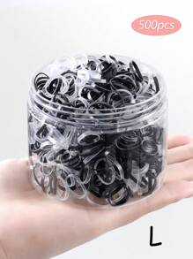 200/500pcs Girls Hair Ties With Box, Small Elastic Hair Bands For Ponytail, Thick Large Rubber Hair Rings, Daily Use Hair Accessories - Multicolor - View 25