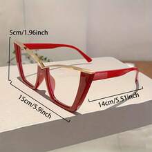 1 Pair Of New Women's Cat Eye Style Glasses Fashion Metal Frame Candy Color Decorative Glasses Unique Large Size Red Glasses Suitable For Daily Use - 咖啡 - 查看 4