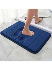 1pc Solid Color Simple Soft Memory Foam Sponge Absorbent & Non-Slip Bathroom Mat, Toilet Mat Christmas Decor Kitchen Rug - Multicolor - View 4