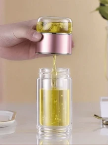 1 Glass Water Bottle With Soaking Device, Double-Layer Glass Cup, Portable Drinking Cup, Travel Equipment, Birthday Gift, Valentine's Day Gift, Gift For Girlfriend, Boyfriend, Classmate, Teacher Gift, Christmas Gift, Back To School Supplies, Classroom Water Cup, Student Dormitory Essentials.