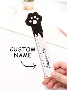 Regla de madera personalizada con huella de gato, regalo educativo, regla de papelería bonita para dibujar en el aula, regalo de aprendizaje especial, adecuado para oficina y estudio, de vuelta a la escuela, útiles escolares - Multicolor - Ver 4