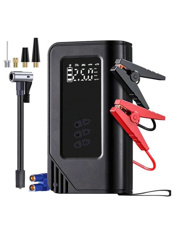 Fuente de alimentación de Arranque de Coche de 2500 A con compresor de Aire de 150 PSI, Caja de Arranque de Coche, arrancador de batería de Coche portátil, Pantalla LCD Grande, luz LED