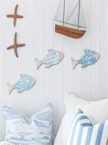3 pezzi, decorazione da parete in legno a forma di pesce, tema nautico marittimo, scultura decorativa in legno a forma di pesce da appendere, per arredamento di case al lago o in riva al mare, decorazioni vintage per casa, bagno, camera da letto