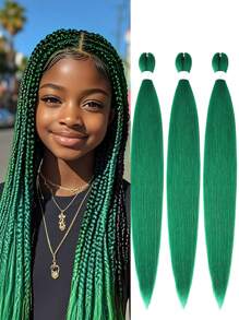 26 英寸合成预拉伸编织接发 Yaki 直发简易辫子热水定型 DIY 儿童