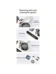 1pc Dust Mite Remover, Portable Handheld Vacuum Cleaner, Cleaning Dust Removal Supplies, Fur Suction Device, Cordless Handheld Vacuum Cleaner, Effectively Cleans Beds, Sofas, Pet Hair And Carpets, Cleaning Supplies - Multicolor - View 6