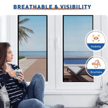 1 sztuka szara koronkowa zasłona okienna, czarna krawędź, środek odstraszający komary na cztery pory roku, zasłona okienna odstraszająca komary do salonu i sypialni, samoprzylepna wielokrotnego użytku moskitiera, elegancki i prosty design, ściśle tkana, lekka i oddychająca zasłona okienna, wentylacja, zmywalna, ręcznie robiona dekoracja domu