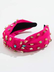 1pc New Solid Color Fabric Knotted Rhinestone Decor Fashion Headband, Personalized Alloy Cross Accessory Hair Decoration - Very Suitable For Women And Women Daily Wear, Simple Facial Washing Hair Accessory, Hairband, Hair Hoop Headbands Head Accessories Beauty Home Hair Accessories,Summer,Holiday,Travel,Festival,Party - Multicolor - View 12