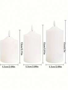 1 Unidade/3 Pacotes Luzes de Vela LED 3D Cintilantes Decoração de Casa de Natal Velas LED de Luz Quente Cilíndricas de Plástico (Sem Bateria) Adequadas para Decorações de Casamento e Festa de Aniversário, Iluminação Decorativa Interna/Externa de Ação de Graças, Lembrancinhas de Casamento, Presentes para Convidados