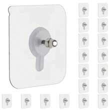 20 件装厨房铲勺挂钩粘性挂钩重型，墙壁挂钩，免螺丝贴纸，无缝壁挂螺丝，2 合 1 可重复使用，适用于厨房、浴室、家庭、办公室白色自粘挂钩收纳架