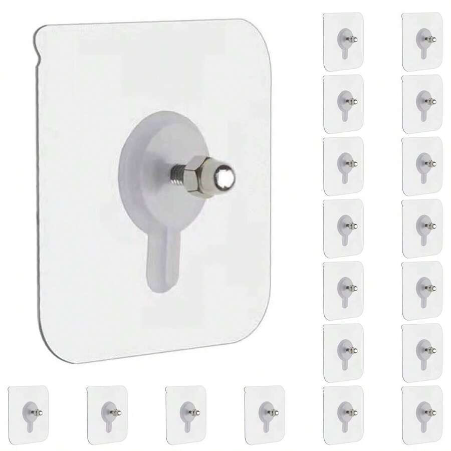 20 件装厨房铲勺挂钩粘性挂钩重型，墙壁挂钩，免螺丝贴纸，无缝壁挂螺丝，2 合 1 可重复使用，适用于厨房、浴室、家庭、办公室白色自粘挂钩收纳架