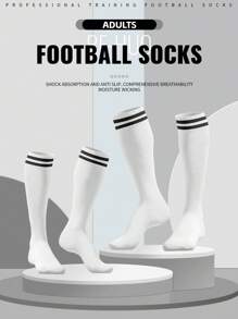 1 Par de calcetines deportivos sobre la rodilla de colores brillantes, 11 estilos, tubo largo anti-arañazos, partición inferior de toalla, resistente al desgaste, antideslizante, absorción de sudor, sin decoloración, estilo de moda sencillo, adecuado para todo tipo de deportes de pelota, apropiado para deportes de primavera