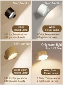 LED 壁灯，壁挂灯，带可充电电池供电 USB 端口，3/1 种色温和 2/3 种亮度等级，360° 旋转磁球，无绳床头阅读灯 - 均碼 - 查看 14