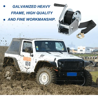 Geared Hand Winch Heavy Duty 1000lbs Manual Hand Winch Boat Trailer Caravan Puller Strap Marine Puller Tool With 6m Cable