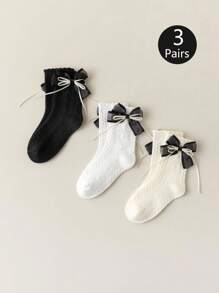 3 đôi tất cổ ngắn ren nơ mỏng nhẹ mùa hè, kiểu dáng công chúa Lolita, thích hợp để mang hàng ngày với giày da nhỏ. - Nhiều màu - Xem 6