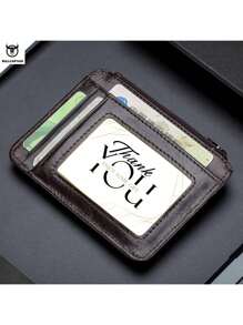 Unisex Real Leather RFID Blocking Zipper Coin Purse Credit Card Wallet Slim Mini Convenient Wallet Card Holder And ID Case For Men Wallet Mini Wallet Purse Wallet Wallet - Maroon - View 4