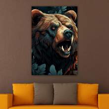 1 Piece Home Wall Decor Framed Canvas Bear Pattern Canvas Wall Art Paintings For Living Room - Canvas Framed Print Wall Artworks Bedroom Decoration Office Wall Decor - Multicolor - View 3