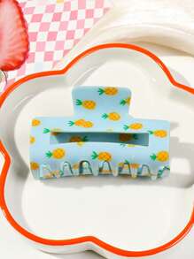 1 件醋酸纤维材质甜美清新夏日糖果色方形发夹，草莓、桃子、柠檬、西瓜水果印花，中号发饰 - 彩色 - 查看 21