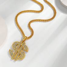 Hip Hop Gold Color Dollar Sign $ Pendants & Necklaces With Long Twist Chain Statement Necklace For Woman Men - đô la mỹ - Xem 6