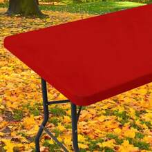 1 块涤纶弹性桌布 - 抗皱、可洗矩形桌布，适合野餐、派对、公园、露营和厨房使用 - 彩色 - 查看 6