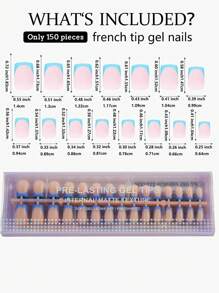 French Tip Press On Nails - Blue Press On Nails Short, Square Fake Nail Tips, 150Pcs Soak Off Soft Gel Acrylic Nail Extension In 15 Sizes, Nail Decorations For Women In Spring And Summer Nail Supplies Nails - Multicolor - View 6