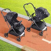 Foldable Baby Stroller Convertible Reversible Pushchair Travel For Airplane UK - Black - View 4