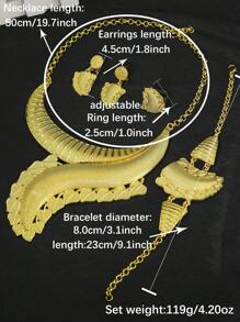 5pcs/Set Dubai Necklace Earrings Big Pendant Jewelry Set For Women 24K Gold Plated Nigeria African Bridal Wedding Party Jewellery Gifts