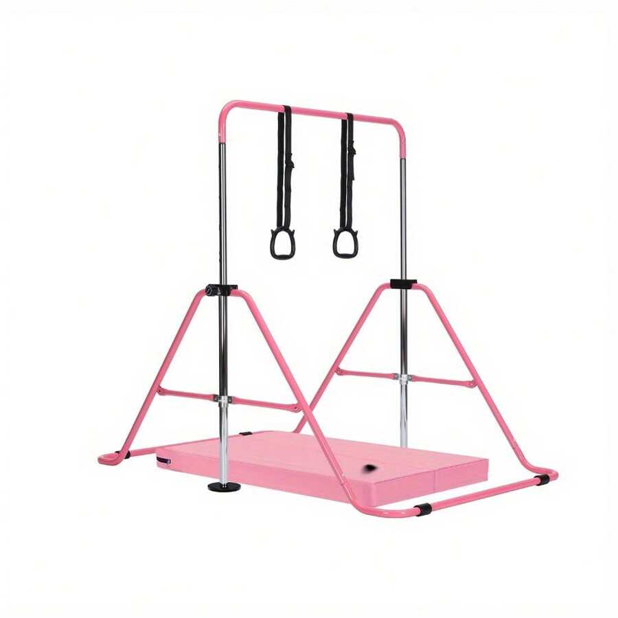 Gymnastics Bar Adjustable Gymnastics Bar Training Bar Gymnastics Equipment Gymnastics Bars For Home With Gymnastics Grips Wristbands Ground Nail Exercise Mat - Pink with Mat - View 1