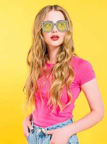 Forever & Moment 2pcs 70s Disco Accessories, Women's Disco Costume Jewelry, Sparkly Necklace And Glasses - Multicolor - View 2