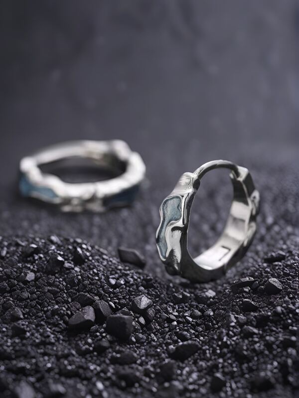 2pcs Cool Blue Pair For Guys – Edgy Luxe Look For Spring/Summer | Stylish Everyday Jewelry For Daily Wear & Work – Perfect Bday Gift For Him