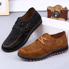 Zapatillas de andar por casa para hombre Zapatillas de andar por casa cómodas y transpirables de tela Zapatillas de andar por casa para mediana edad con cordones - Negro - Ver 4