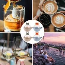 1 件大号冰球制作器，圆形冰块托盘球形冰球托盘硅胶和 ABS 冰块模板，可制作 2.36 英寸冰球，适用于威士忌鸡尾酒