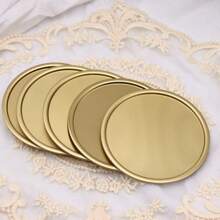 6 PIEZAS Elegante disco dorado de almacenamiento para el hogar, bandeja de almacenamiento, organizador de sobremesa multiusos para joyería, velas, cosméticos y decoración del hogar | Ideal para sala de estar, dormitorio y accesorios de fotografía, bandejas para joyas, bandeja de metal