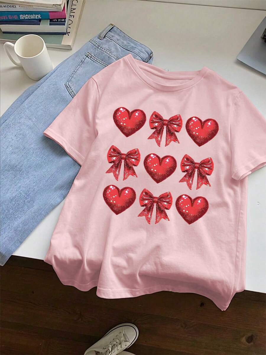 女士宽松休闲圆领中长款T恤，夏季