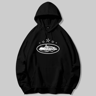 Moletom Canguru Com Bolso e Capuz Streetwear Corteizz Estelar Premium Unissex