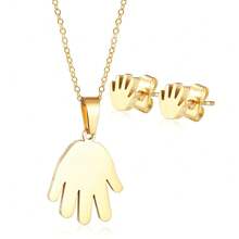 Unique Minimalistic Hand Shaped Pendant Set - New Fashion High-End INNS Earrings & Necklace 2 Pieces Set