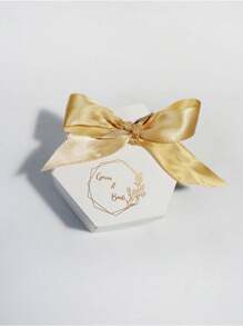 10pcs/50pcs/100pcs Elegant White Mini Gift Box With Custom Names In Gold Script, Ideal For Personalized Wedding Favors, Engagement Gifts, And Anniversary Celebrations - White Box Customization - View 4