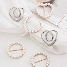 4 Pieces Elegant Scarf Ring Clip - Zinc Alloy Metal Round Shirt Clip For Ties, Dresses And Scarves, Women's Fashion Accessory, Featherless, With Care Instructions