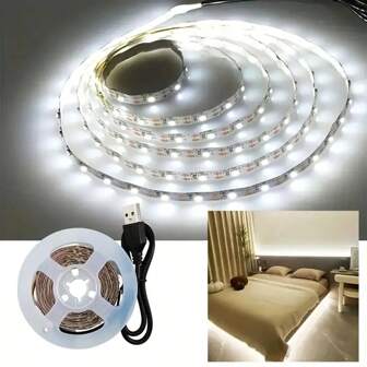 Fantasy Theme USB Bedroom Light Strips, LED Strip Lights Warm White/White, LED Lights USB Powered, Room Decor No Battery, Self-Adhesive, Suitable For New Year Decoration Lighting, Cuttable