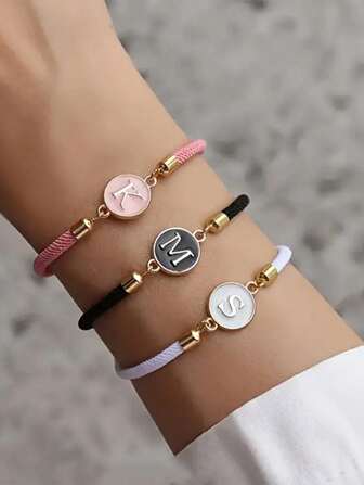 1 件手工制作可调节经典绳 26 字母项链，有意义的生日、派对、母亲节礼物