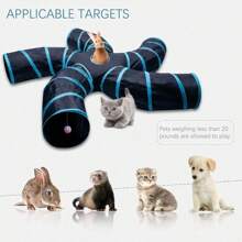 Blue And Black 5-Way Large Collapsible Cat Tunnel With Play Ball: S-Shaped, Interactive Peek Hole Pet Tube Toys For Cats, Puppies, Kittens, And Rabbits