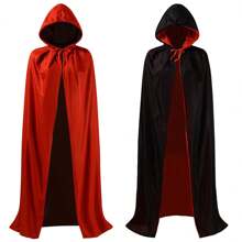 Adult Halloween Cloak Cape Hooded Medieval Costume Witch Witchcraft Vampire Halloween Costume Full Length Dress Coat, Christmas - Multicolor - View 5