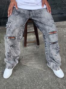Dazzling Men's Balloon Jeans 100% Original Denim - 灰色 - 查看 2